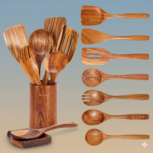 Natural Teak Kitchen Utensil Set