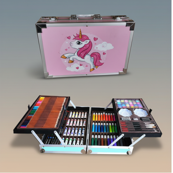 145-Piece Unicorn Art Set with Aluminum Box