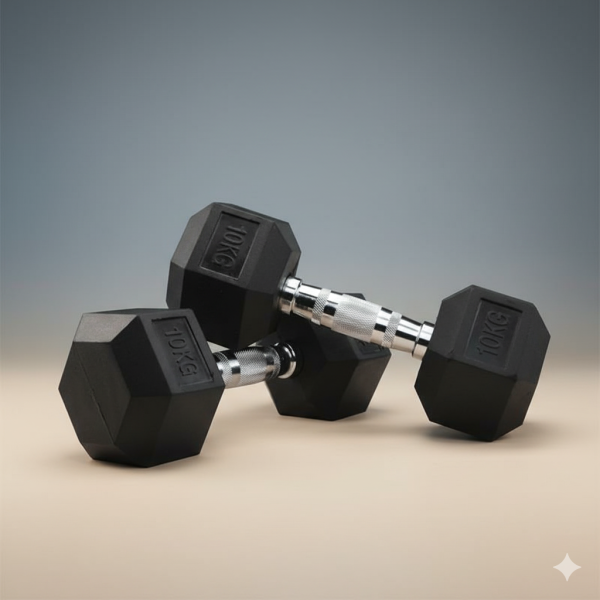 Rubber Coated Hex Dumbbells Set